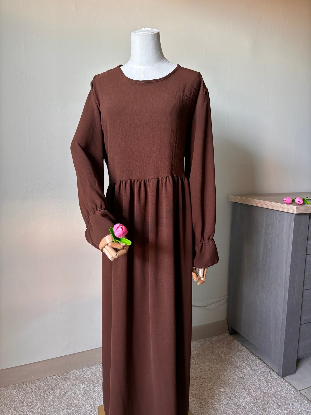 Abaya à nouer Nilla Marron Chocolat