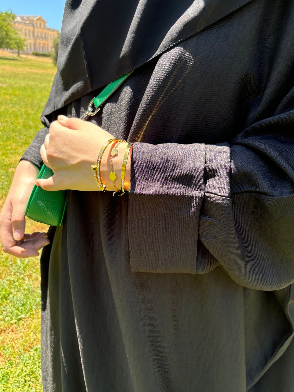 Abaya effet lin Farasha Noir