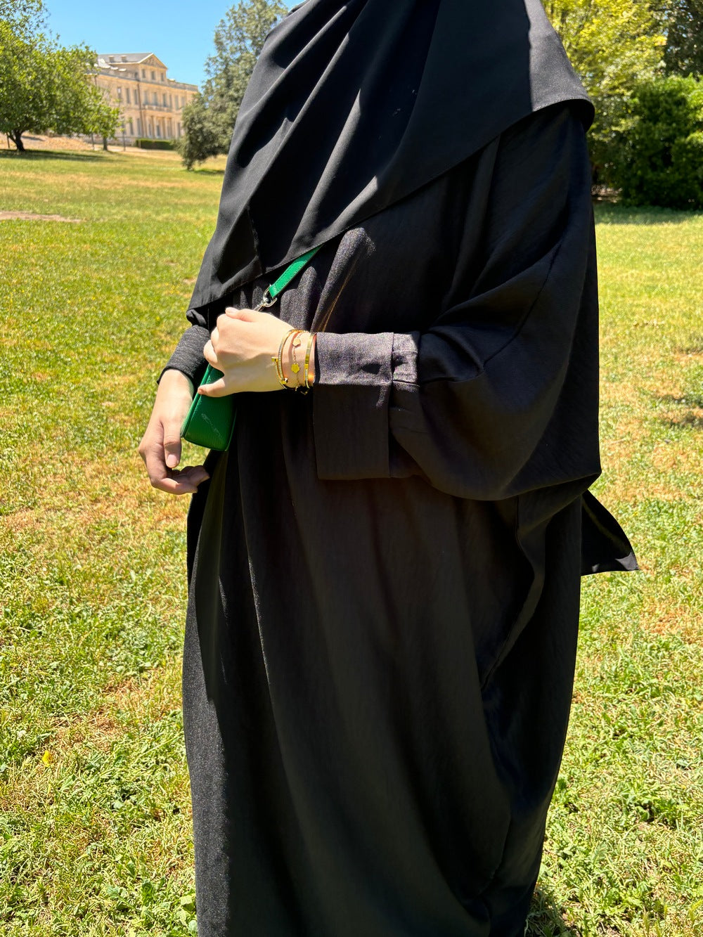 Abaya effet lin Farasha Noir