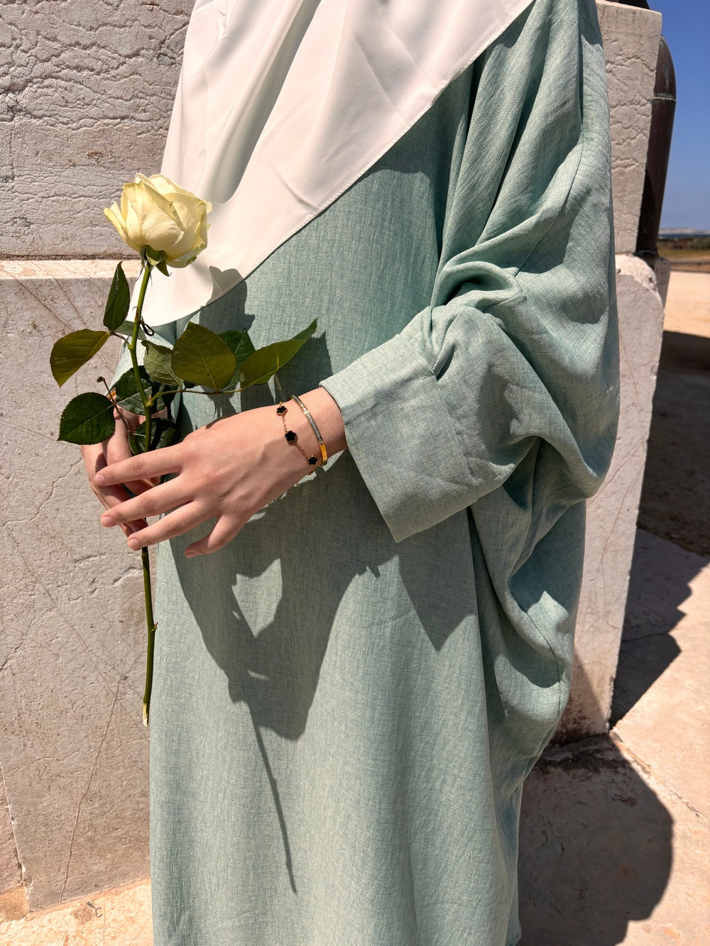 Abaya Farasha Lin Vert d'Eau